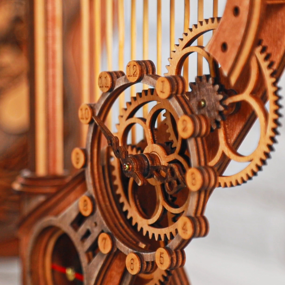 A Beautiful Wooden Clock Puzzle Set