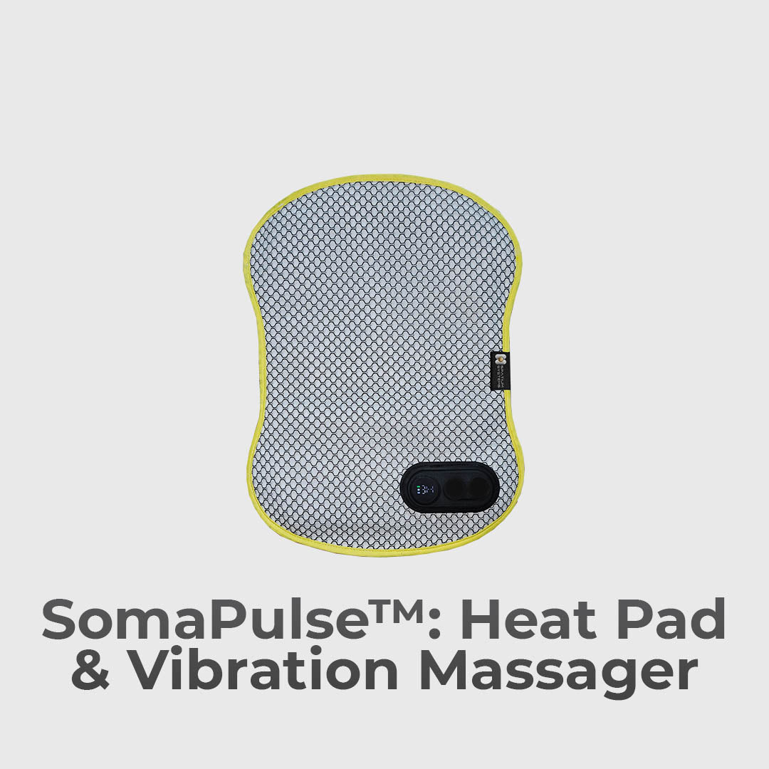 A versatile, portable heat pad and vibration massager for effective stress and ache relief