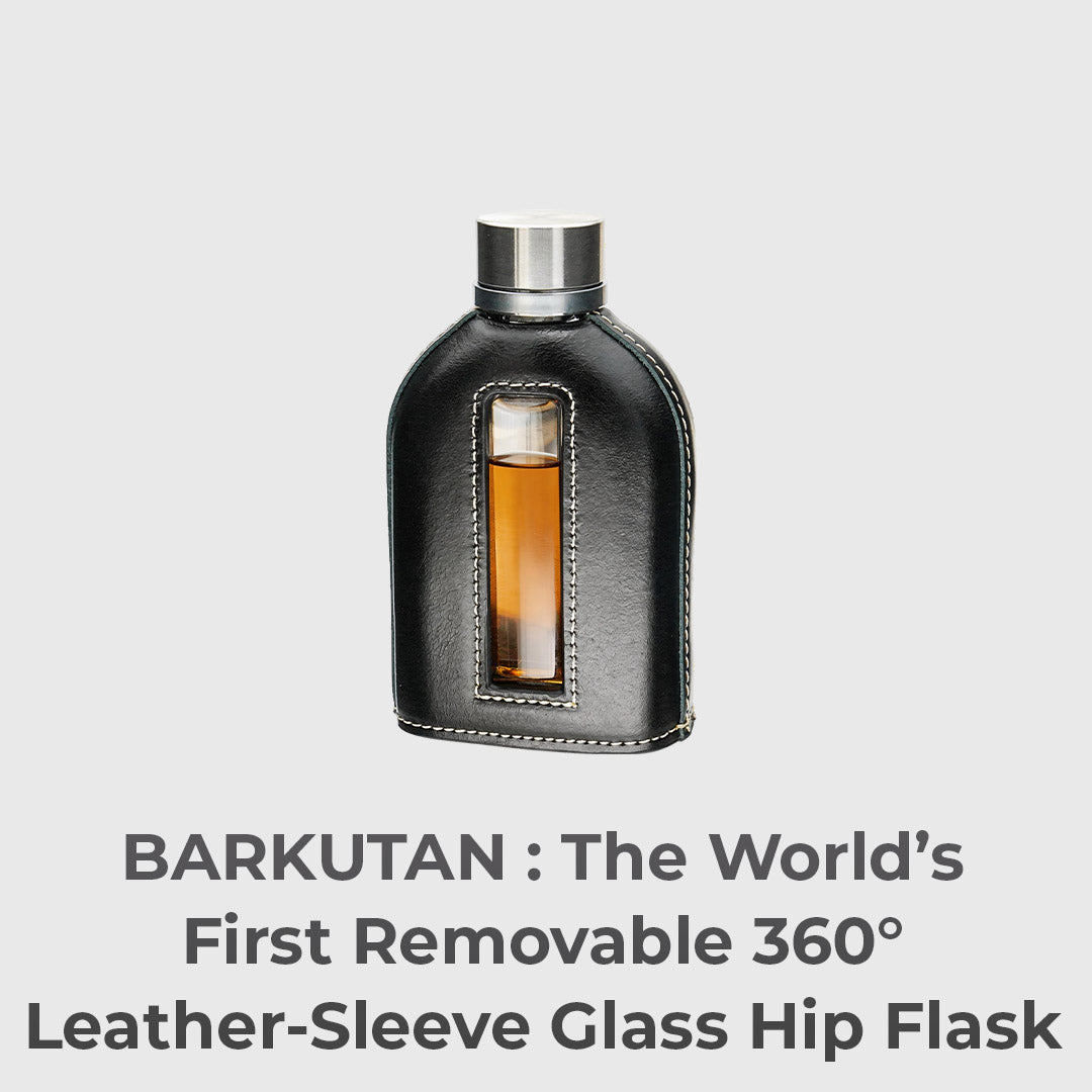 360 degrees Removable Leather-Sleeve Glass Flask