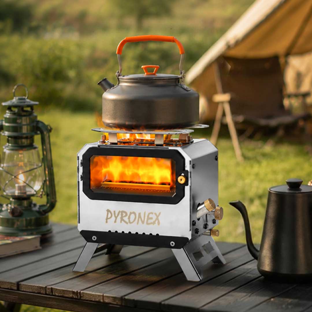 8-Hour Flame Viewing Tent Stove