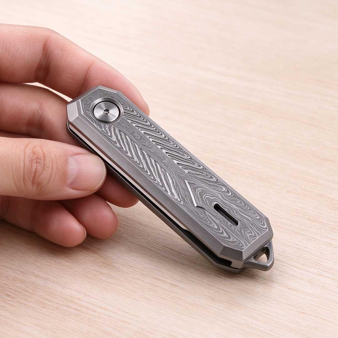 Titanium & Damascis Pocket Tool Built To Fidget