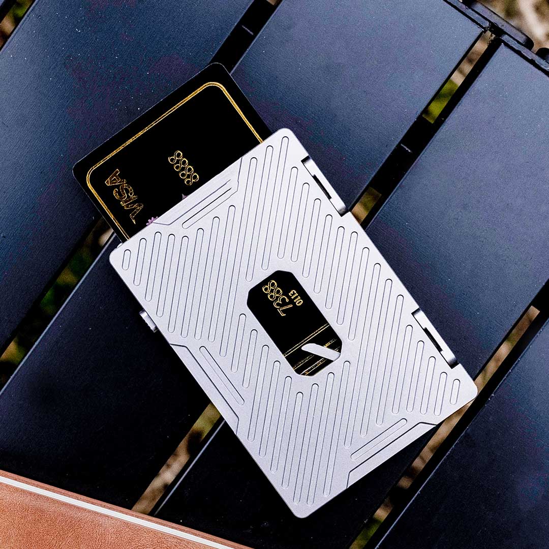 The Titanium Card Holder That Pops Cards