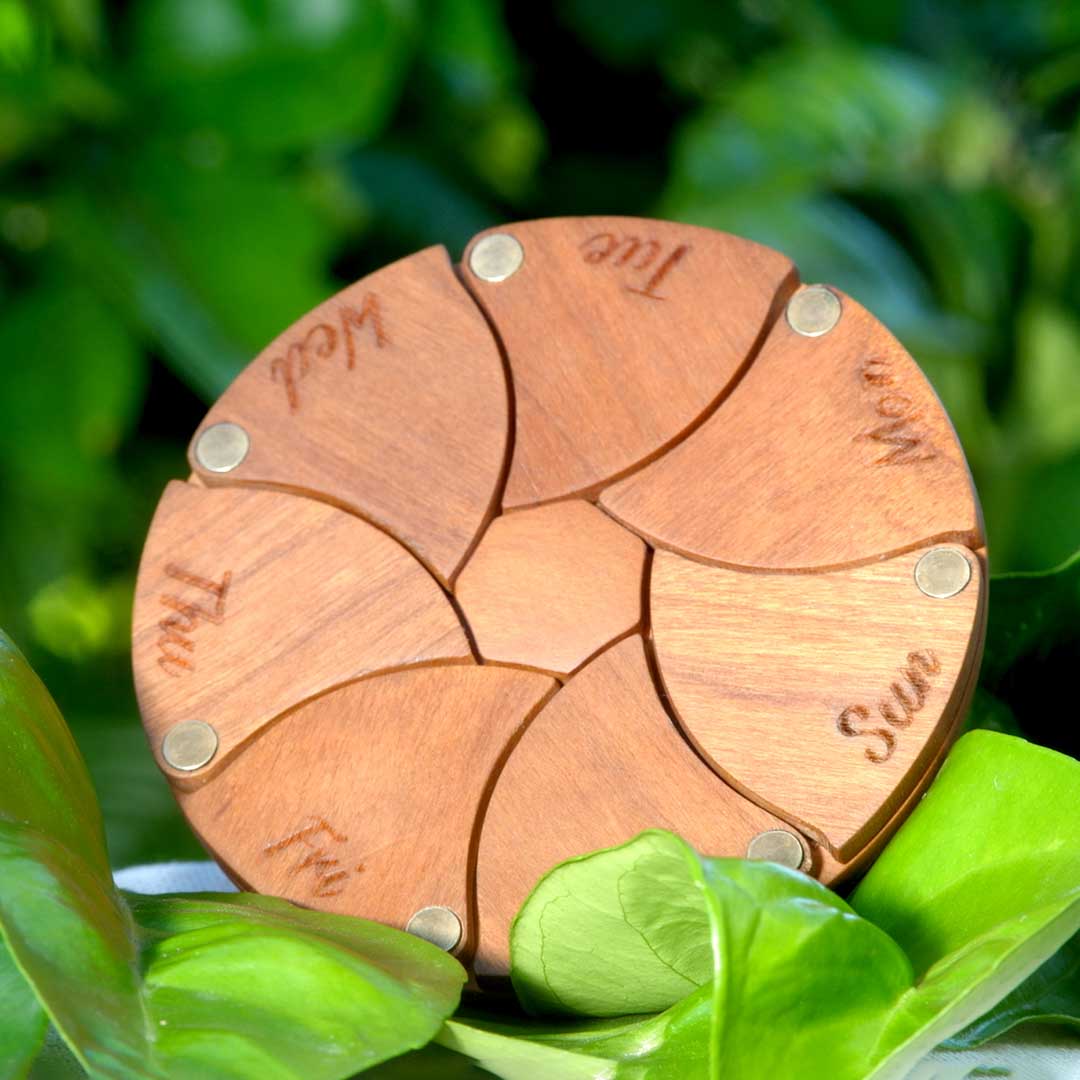 Cherry Wood Pillbox With Magnetic Doors