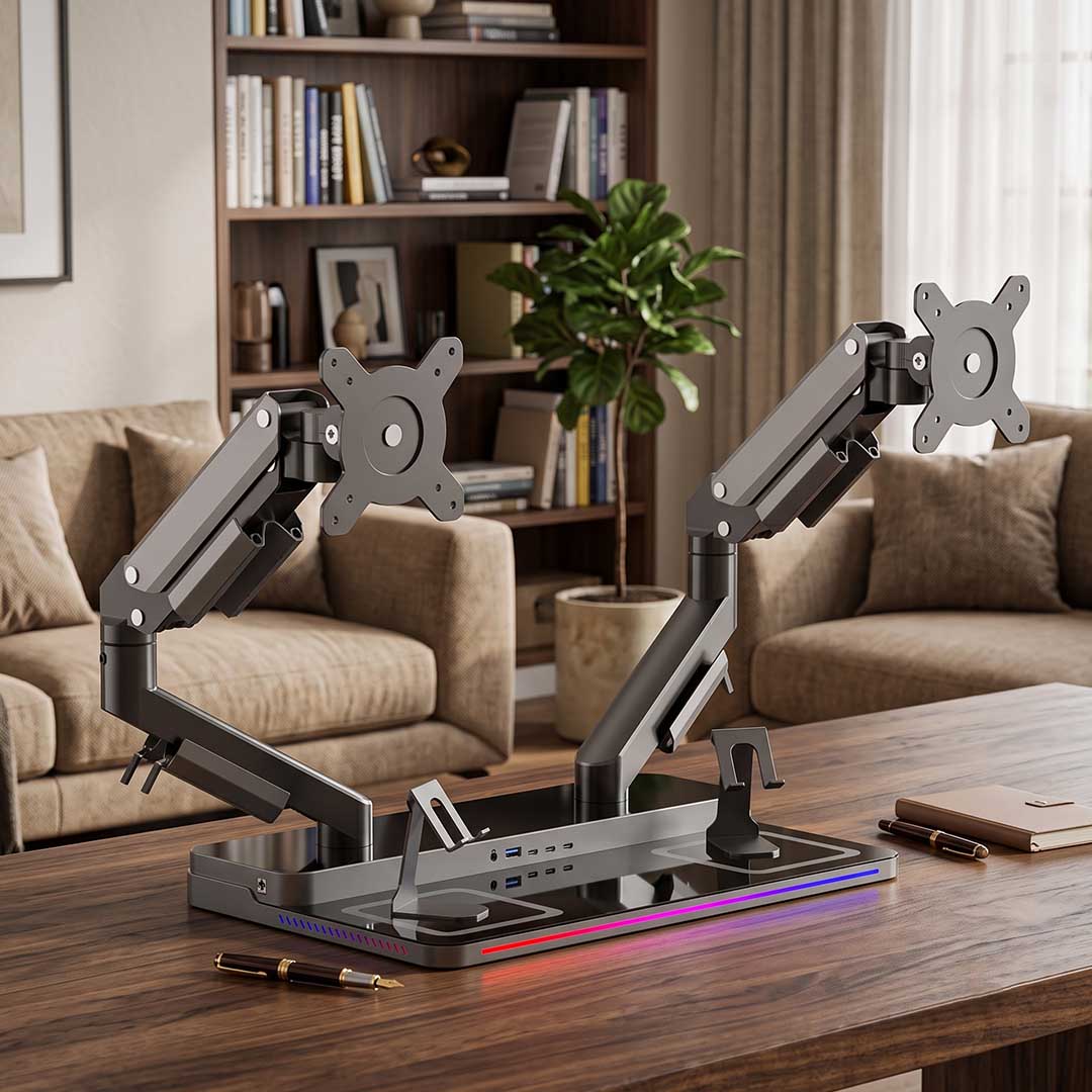 100W Hub With Dual 360 degrees Monitor Arms