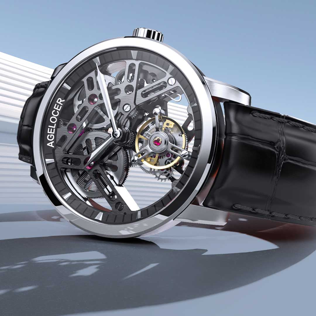 Hollow Free-Sprung Balance Flying Tourbillon Watch