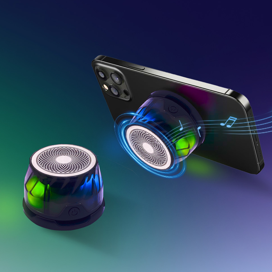 Sleek Speaker with Wireless Charging & RGB Lights for Any Adventure