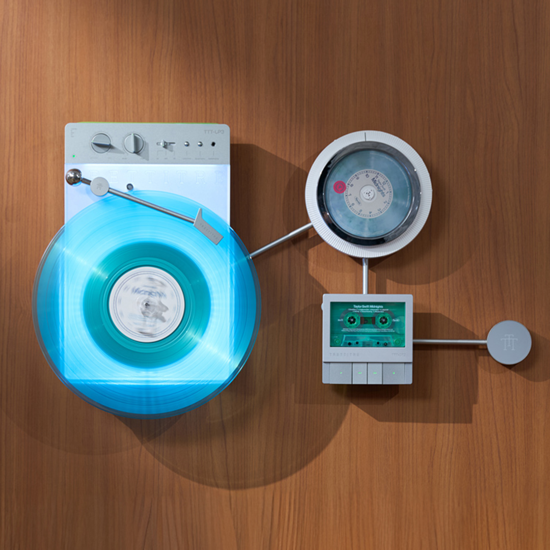 Wall-Mounted Vinyl, CD & Cassette System