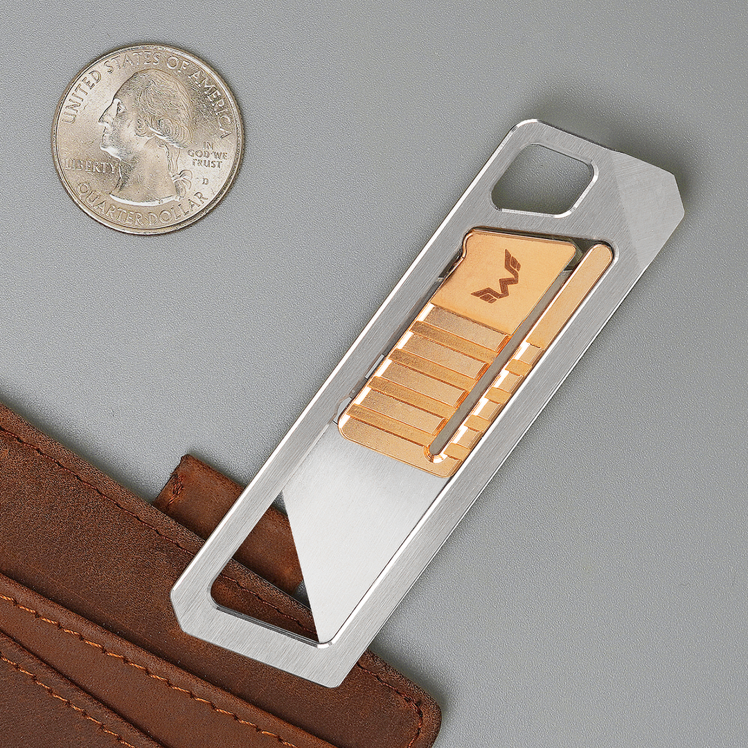 Ultra Slim Titanium Utility Tool With A Bronze Slider