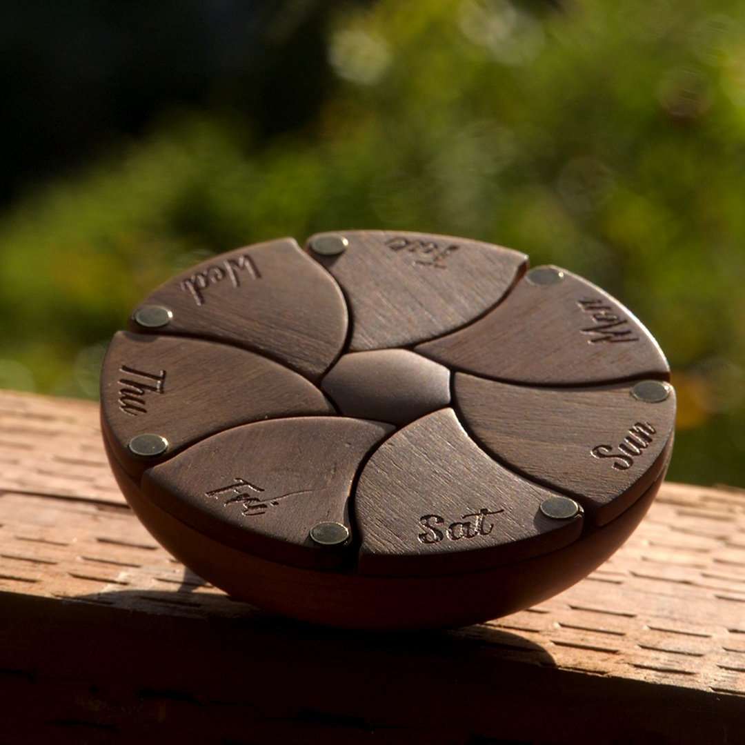 Cherry Wood Pillbox With Magnetic Doors