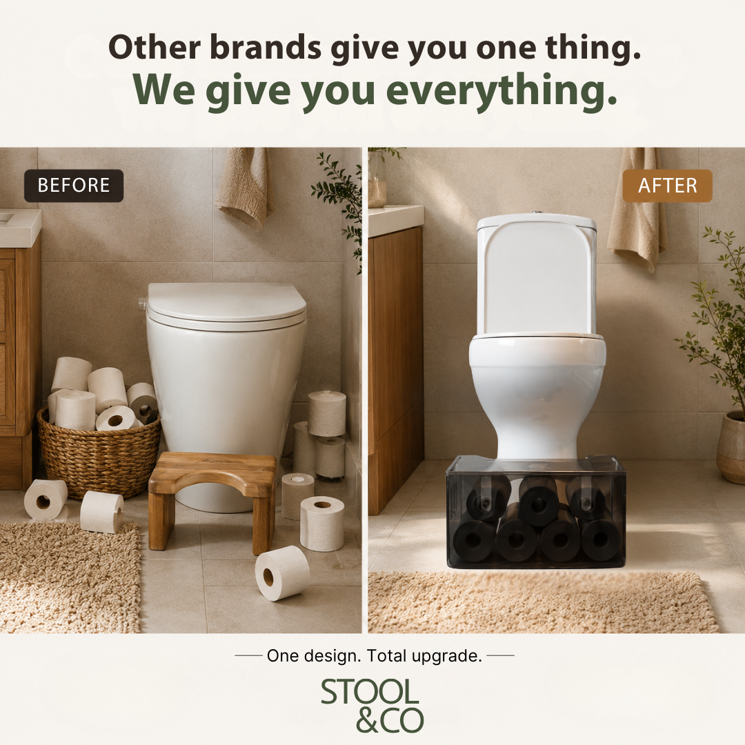 Squat-Height Stool With Hidden TP Storage