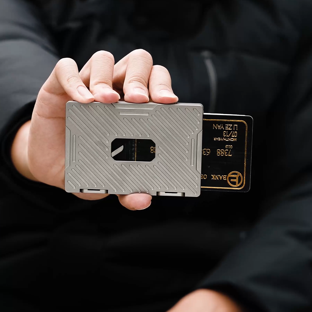 The Titanium Card Holder That Pops Cards