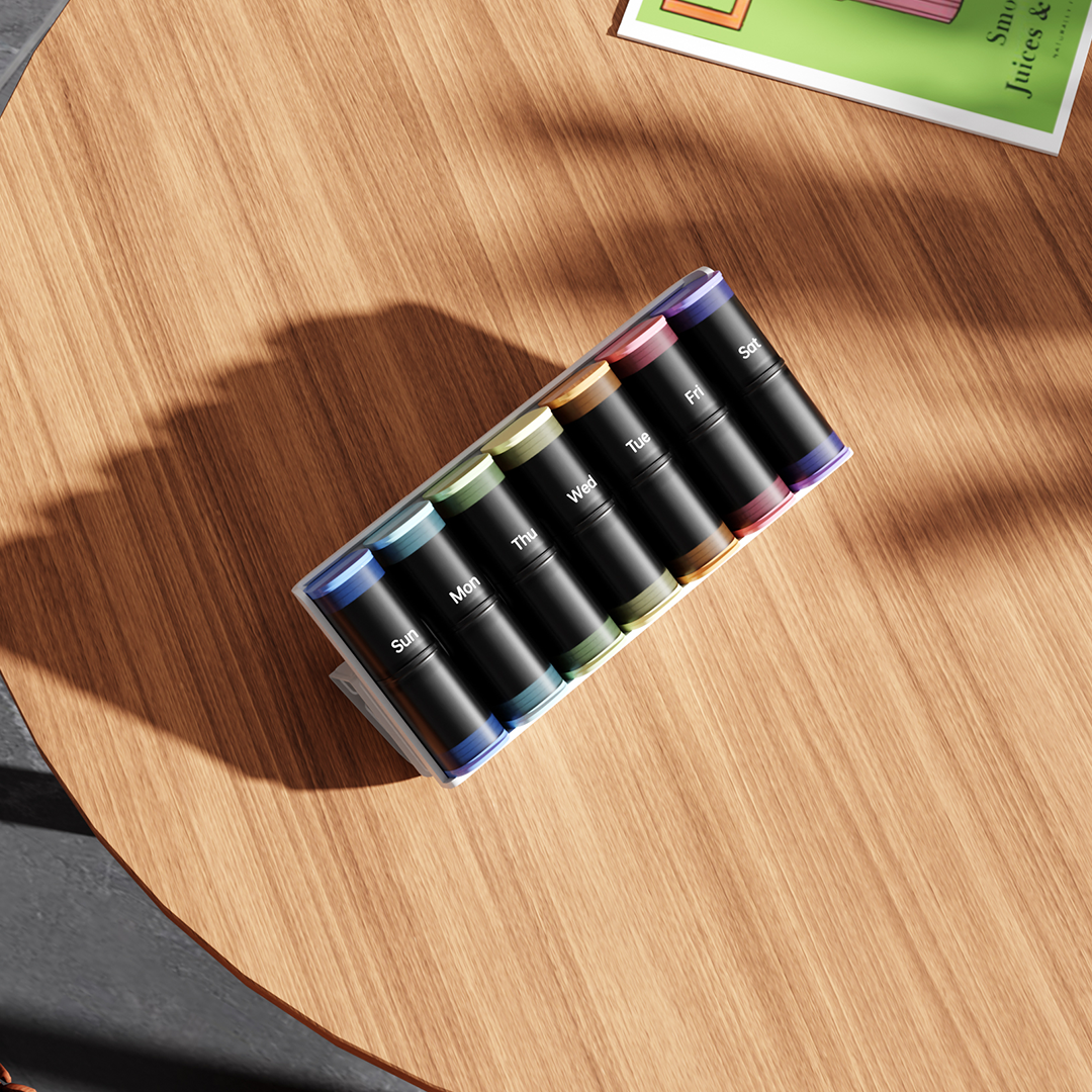 Colorful Vitamin Organizer With Daily Boxes