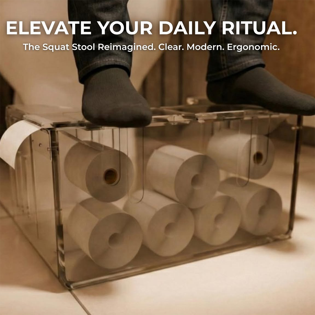 Squat-Height Stool With Hidden TP Storage