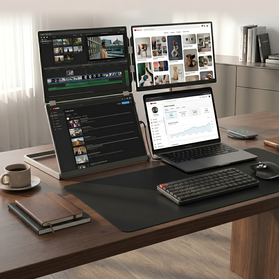 The Four-Screen Workstation That Moves With You