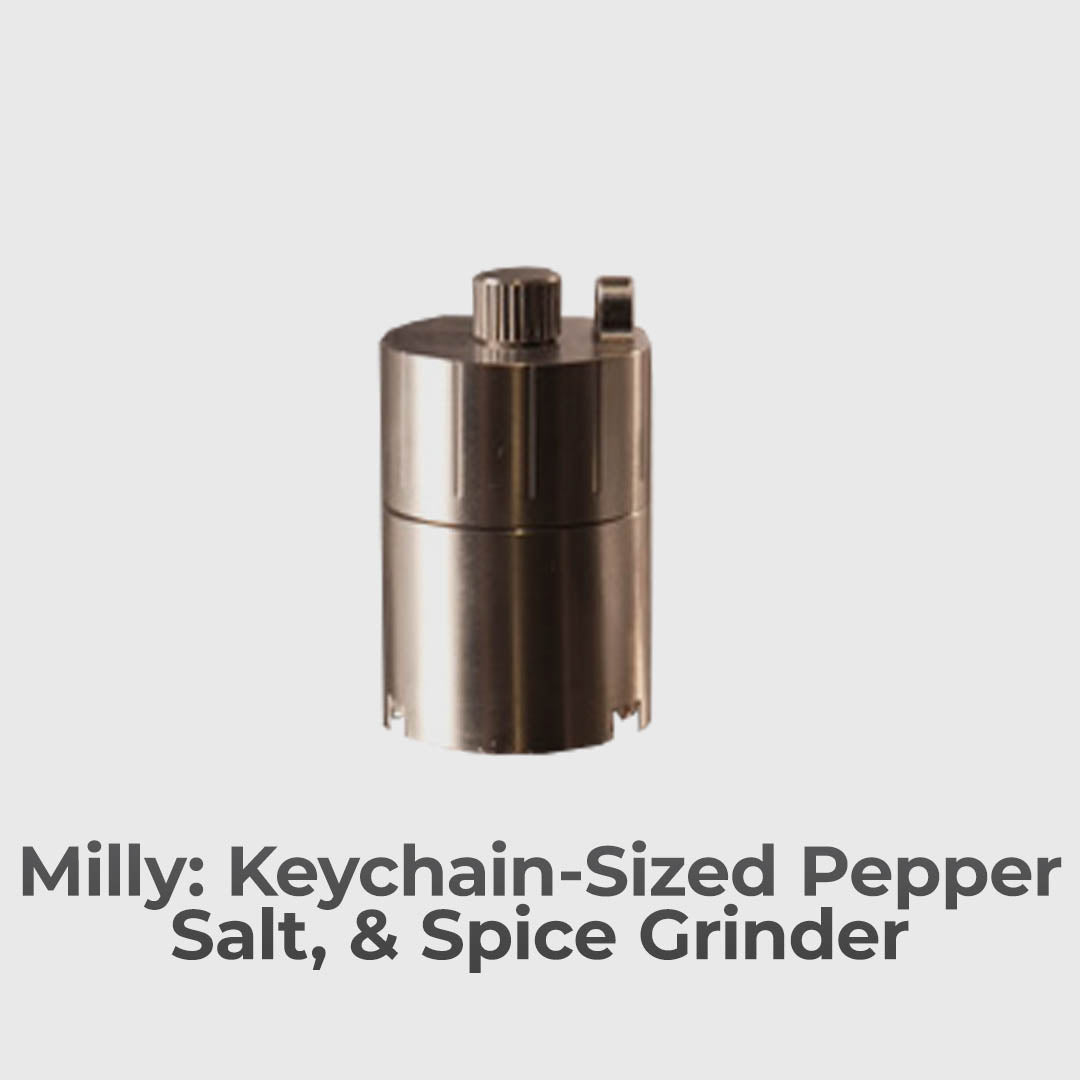 Micro Salt, Pepper, &amp; Spice Grinder That Fits On Your Keys