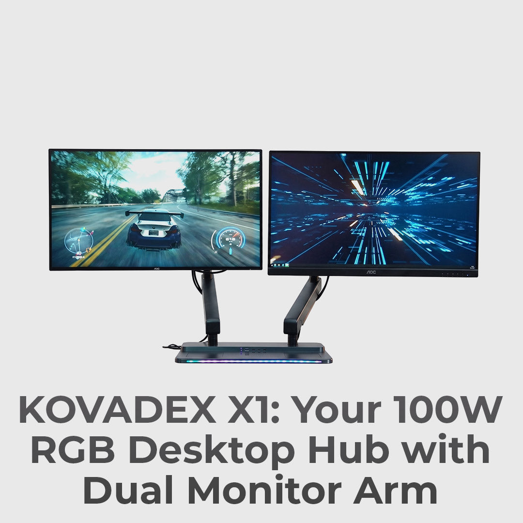 100W Hub With Dual 360 degrees Monitor Arms