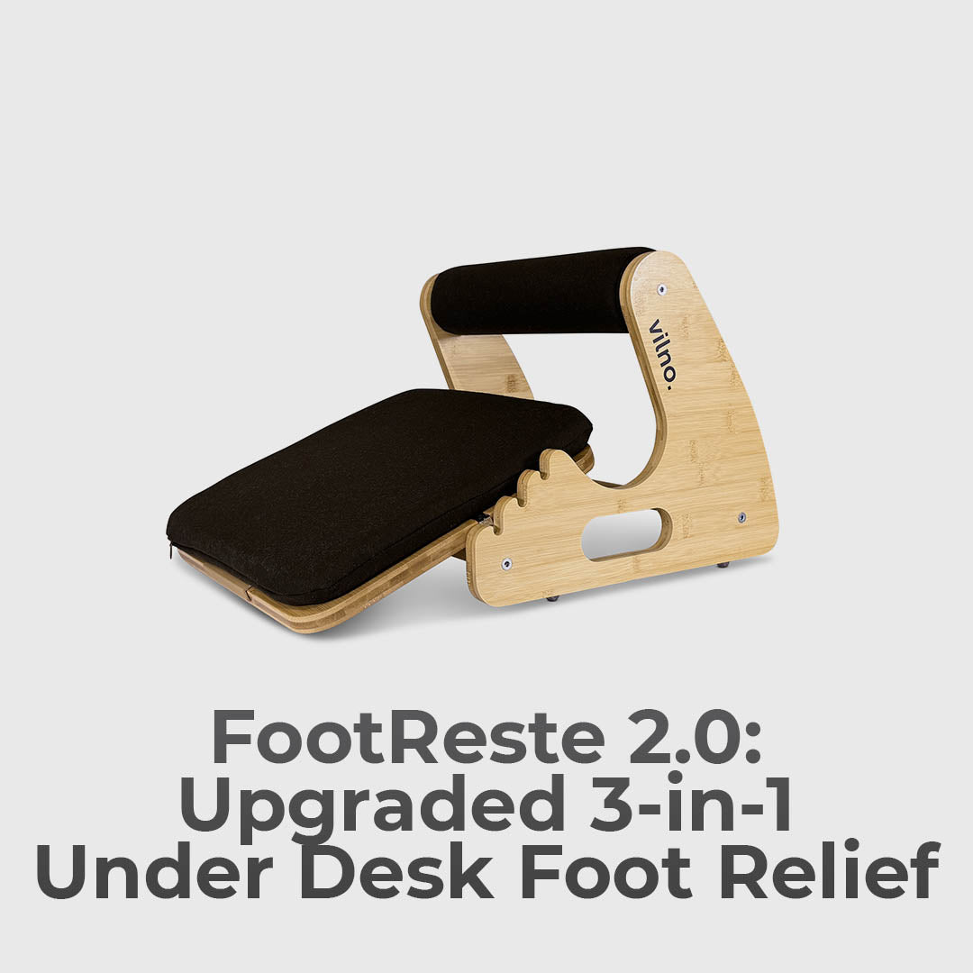 Solid Wood Cushioned Footrest With Massage Rollers