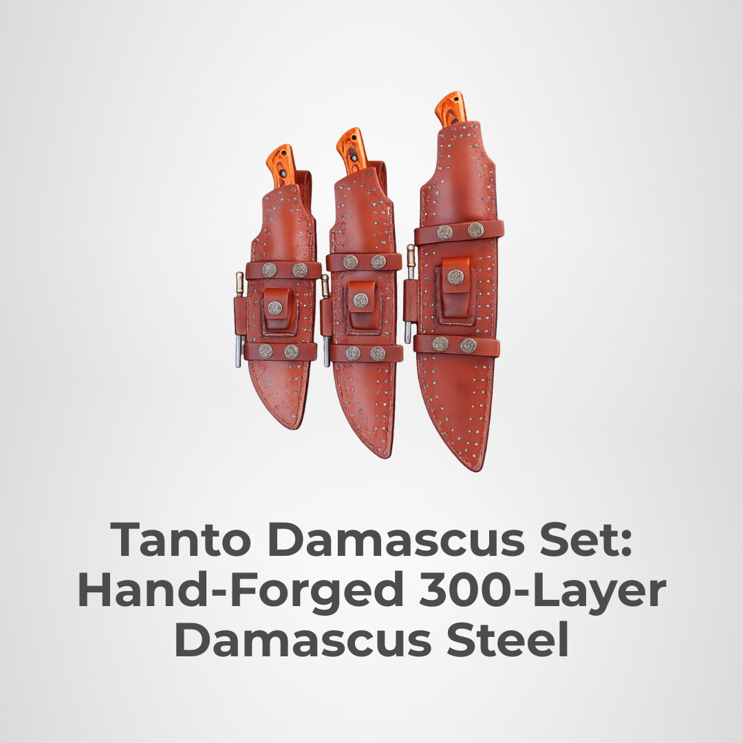 Hand-Forged 300-Layer Tanto Set