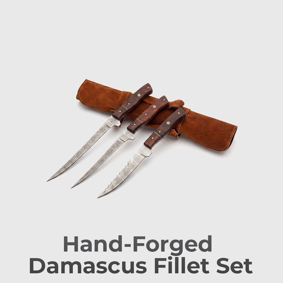 Hand-Forged Damascus Fillet Set