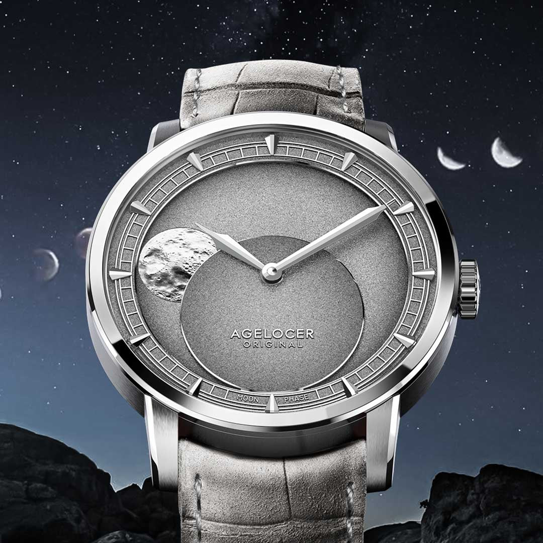 Exquisite Moon Phase Watch With Panoramic Dial