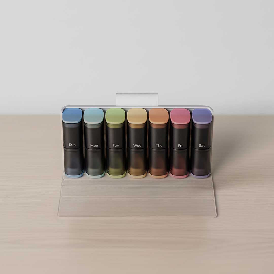 Colorful Vitamin Organizer With Daily Boxes