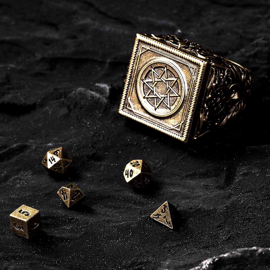 Brass Dice Ring With Hidden RPG Set