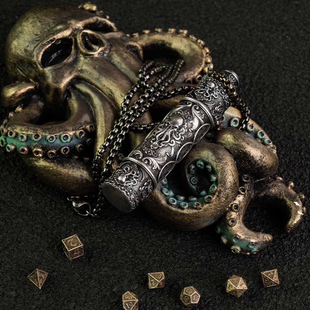 This Solid Brass Pendant Holds 7 Mini Dice