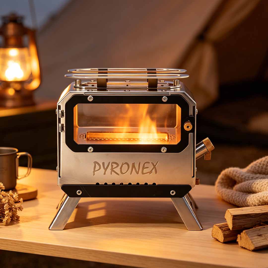 8-Hour Flame Viewing Tent Stove