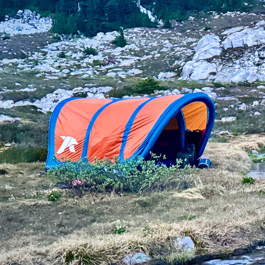 Rapid-Inflatable Tent With Built-In Mattress