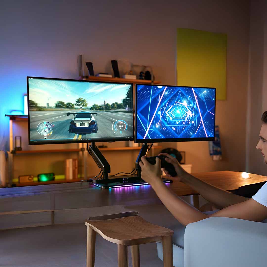 100W Hub With Dual 360 degrees Monitor Arms