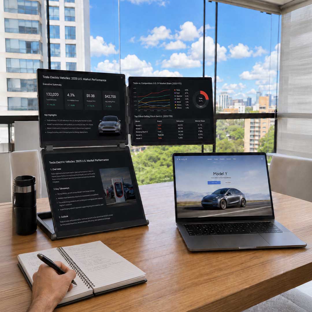 The Four-Screen Workstation That Moves With You