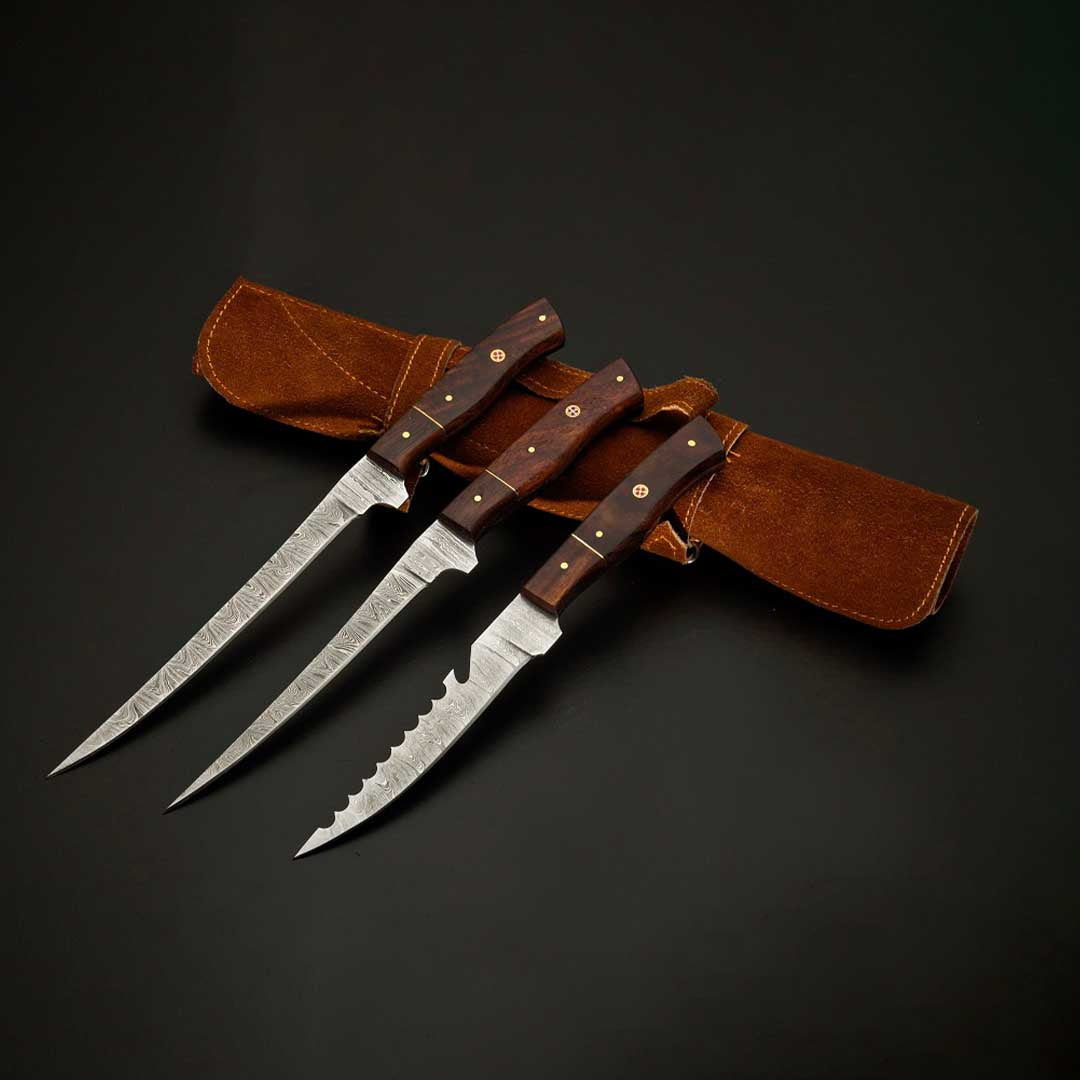 Hand-Forged Damascus Fillet Set