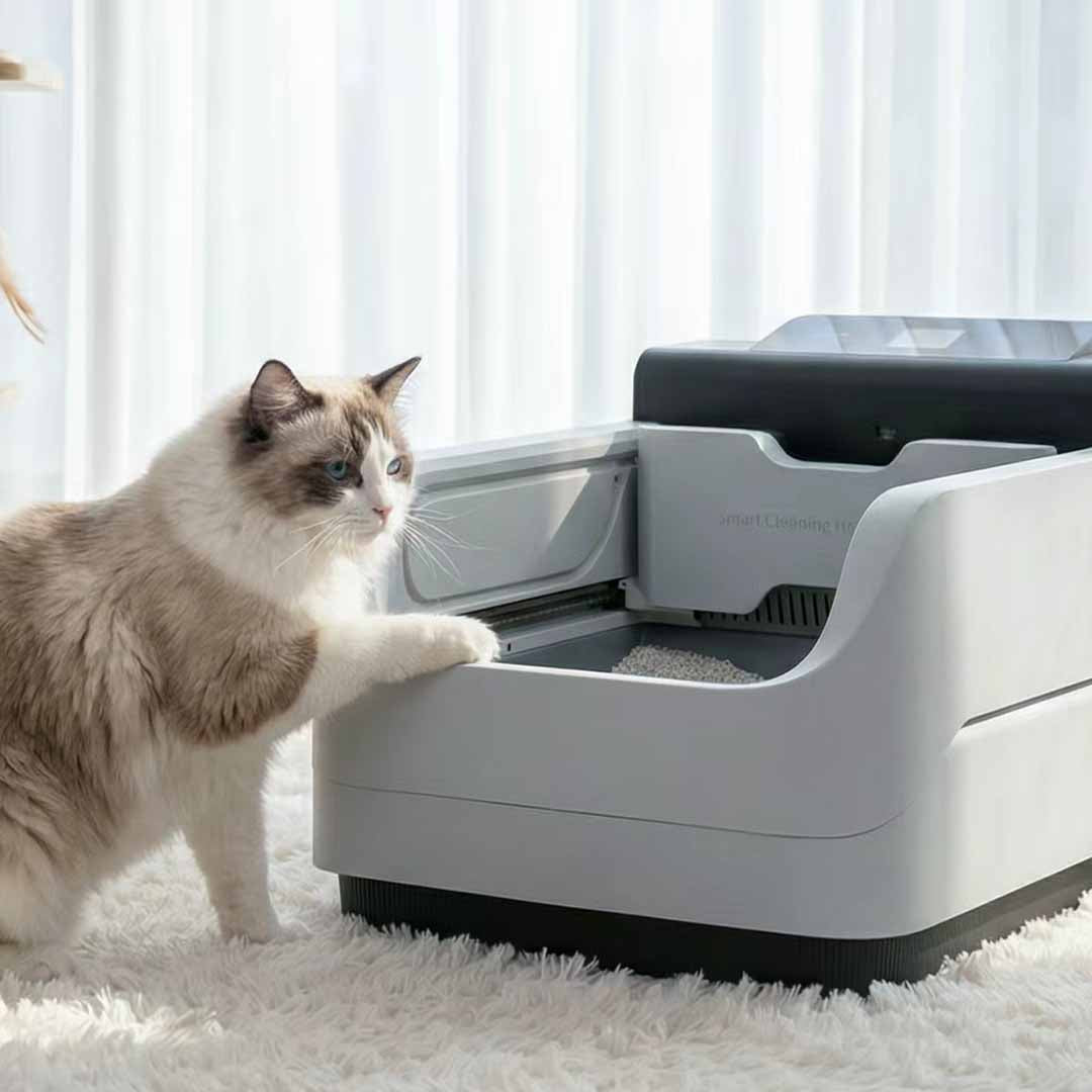 Self-Flushing Litter Box With AI Health Tracking