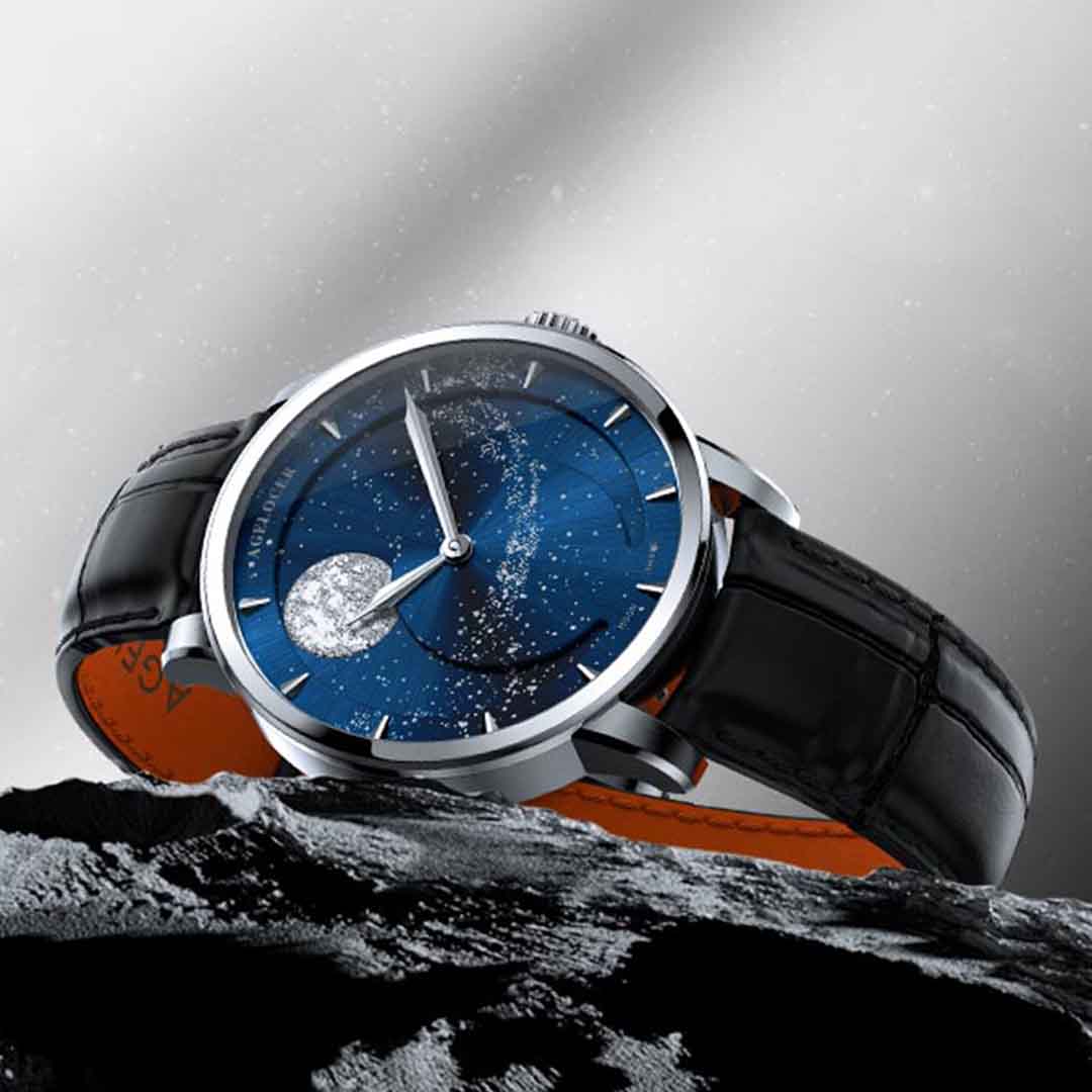 Exquisite Moon Phase Watch With Panoramic Dial