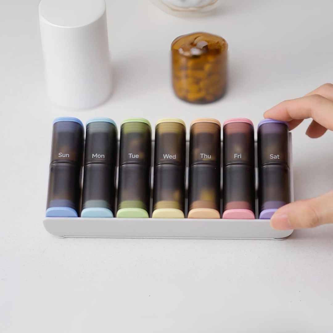Colorful Vitamin Organizer With Daily Boxes