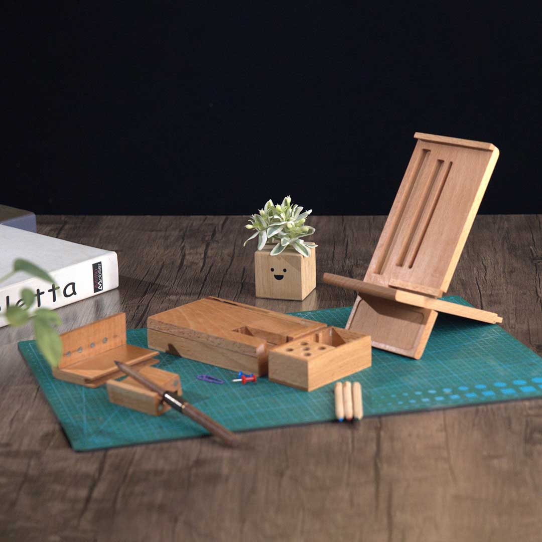 Organize Your Workspace with a Sleek, Natural Wood Storage Box