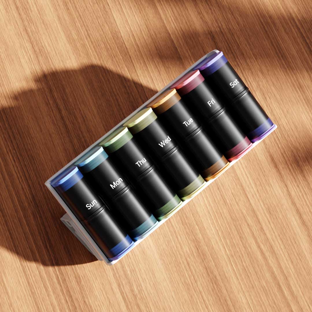 Colorful Vitamin Organizer With Daily Boxes