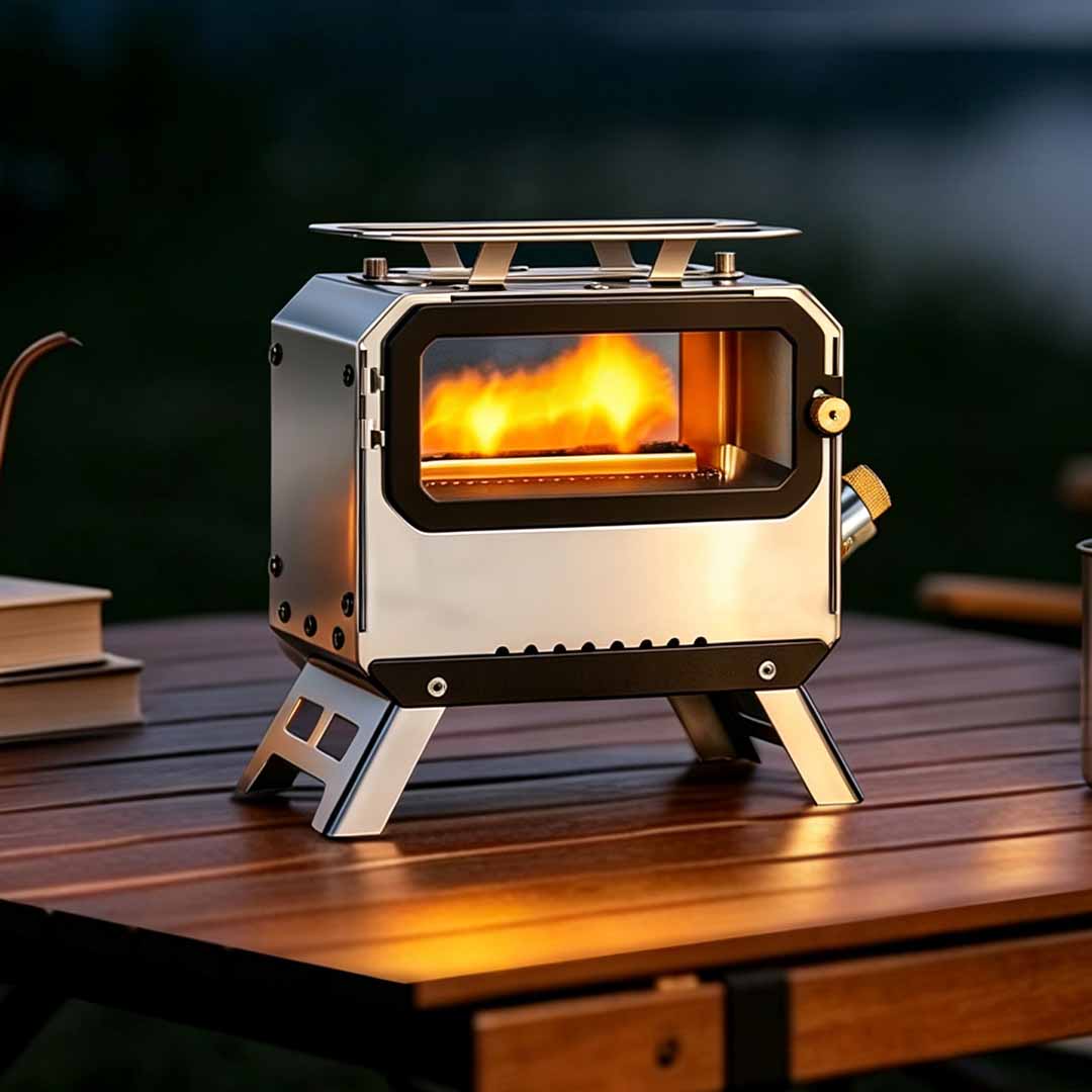 8-Hour Flame Viewing Tent Stove