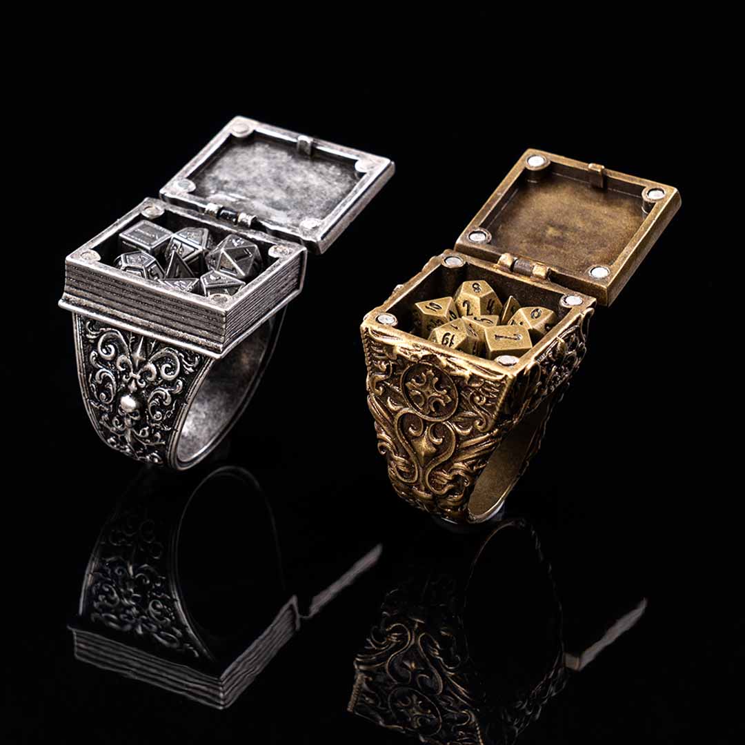 Brass Dice Ring With Hidden RPG Set