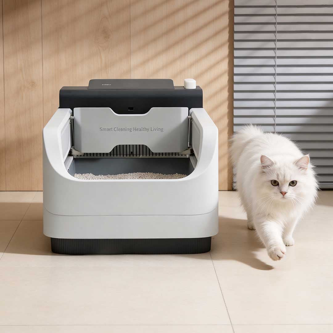 Self-Flushing Litter Box With AI Health Tracking
