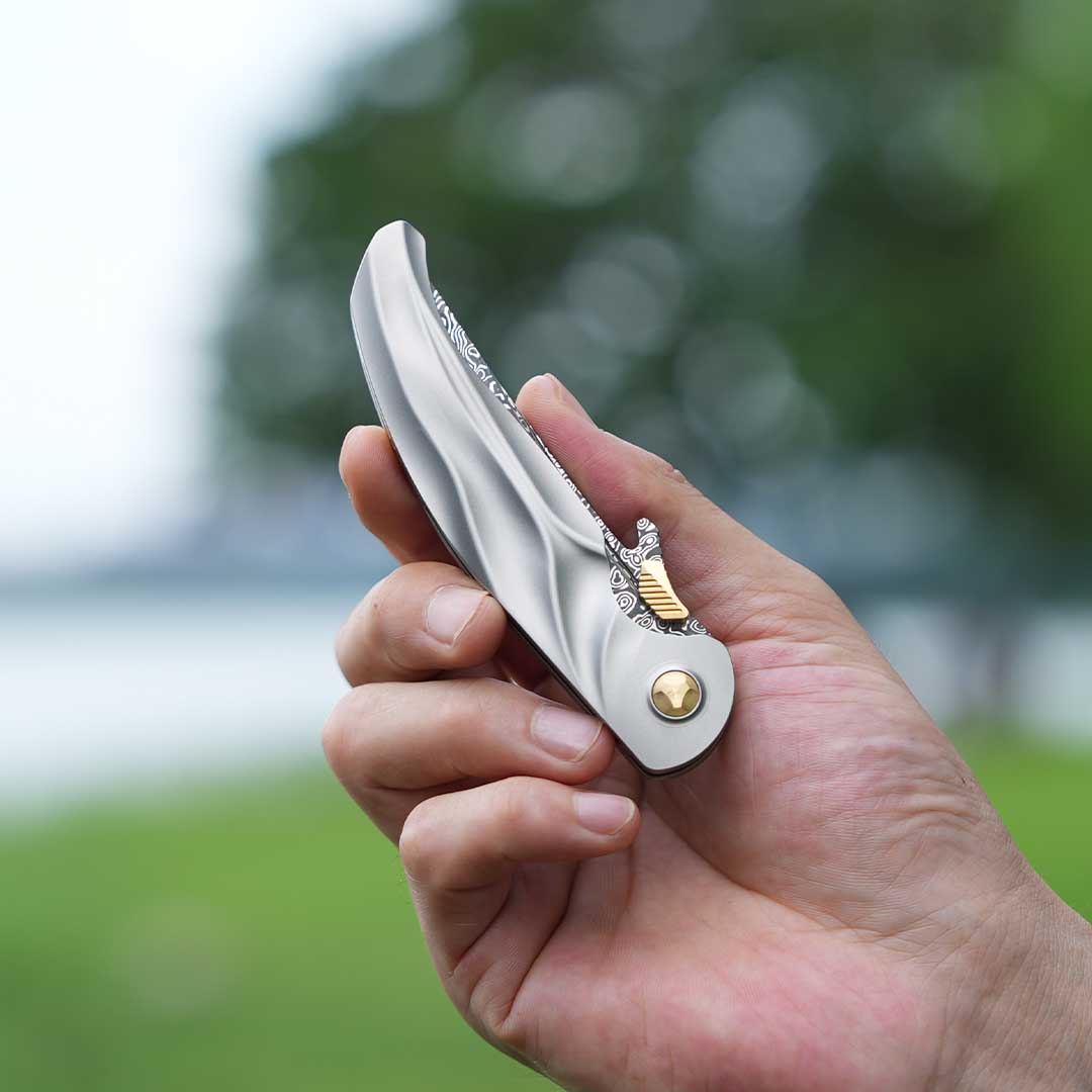 67-Layer VG10 Damascus. Titanium EDC.