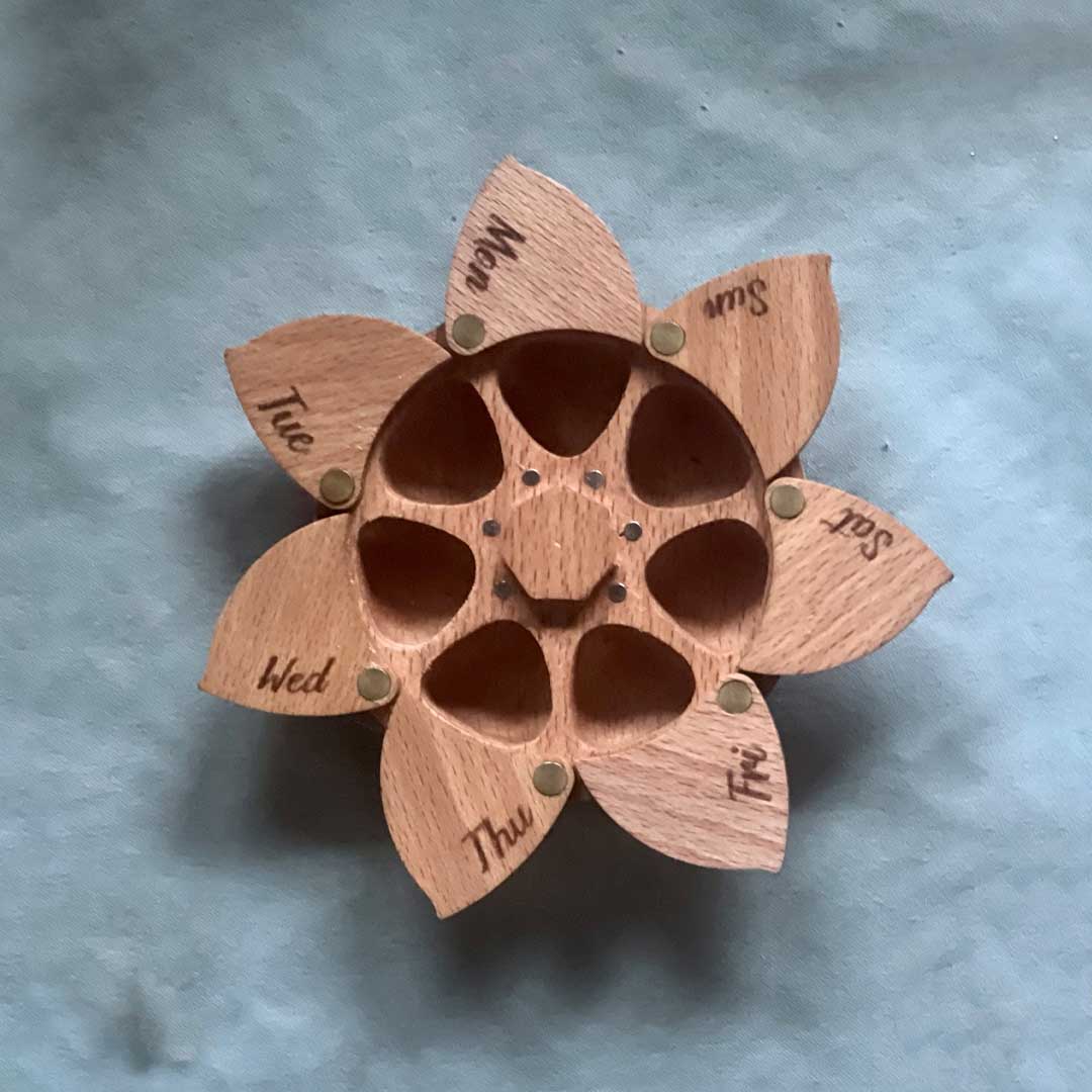 Cherry Wood Pillbox With Magnetic Doors