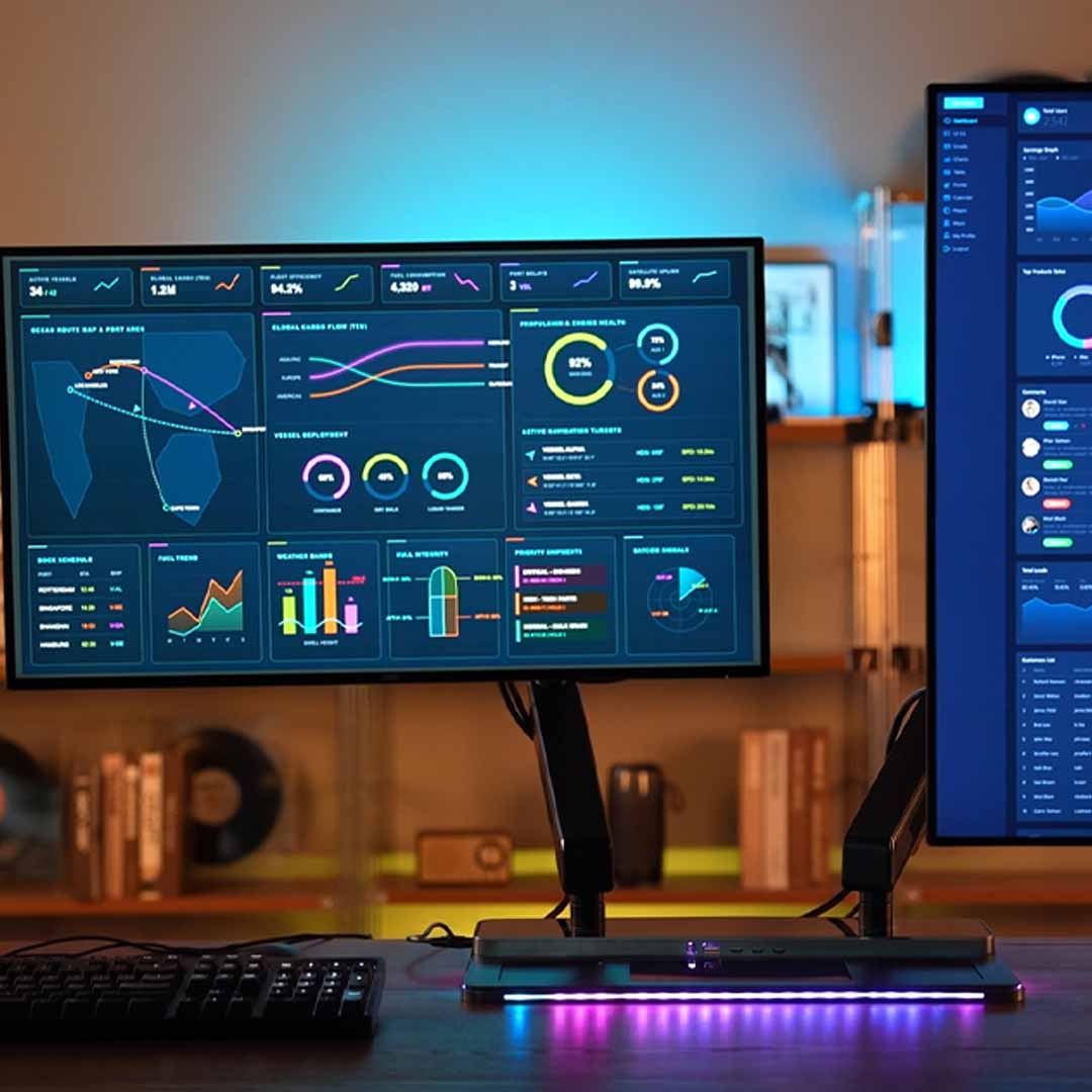 100W Hub With Dual 360 degrees Monitor Arms