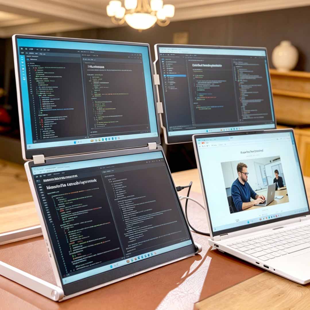 The Four-Screen Workstation That Moves With You