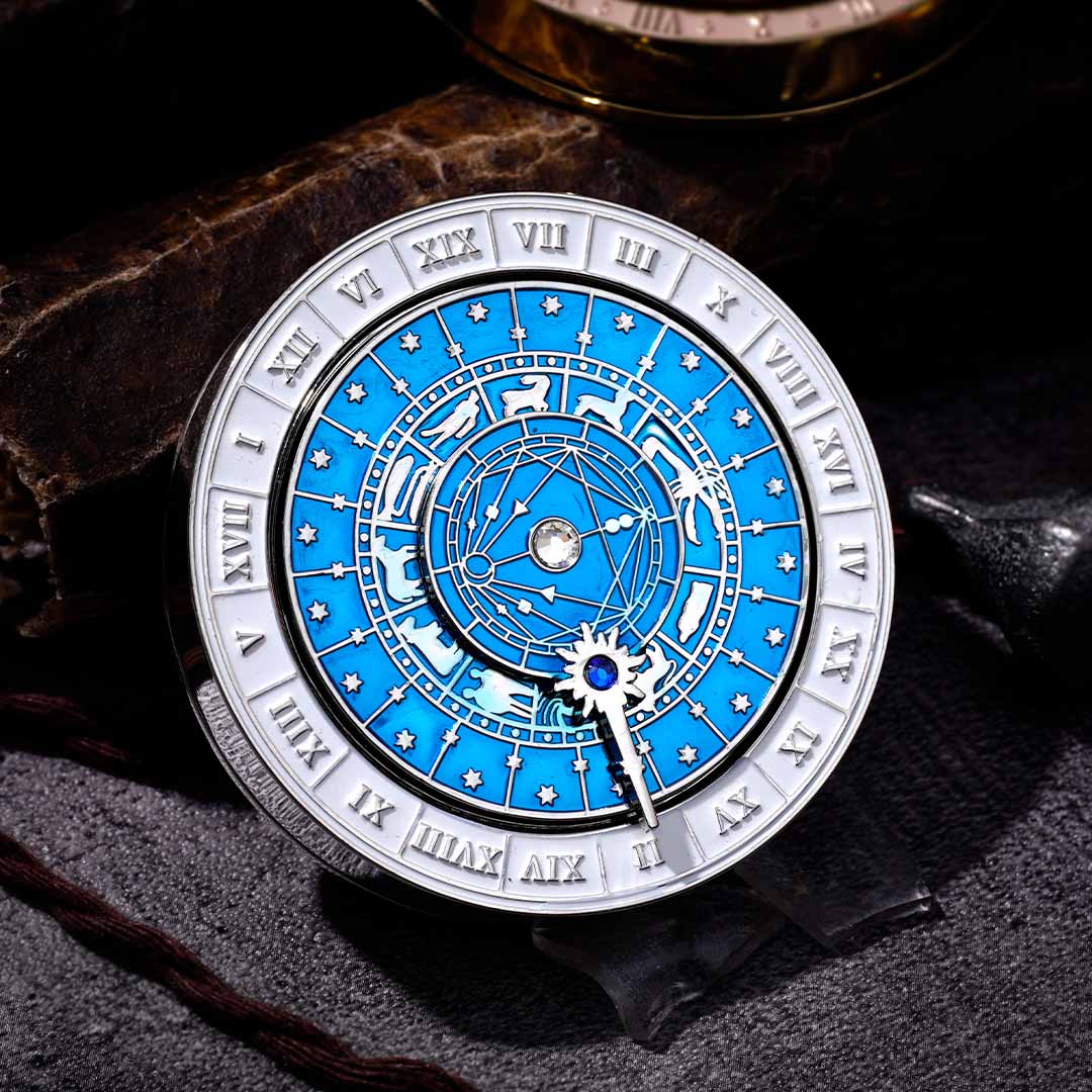 Clock-Inspired D20 With Rotating Pointer