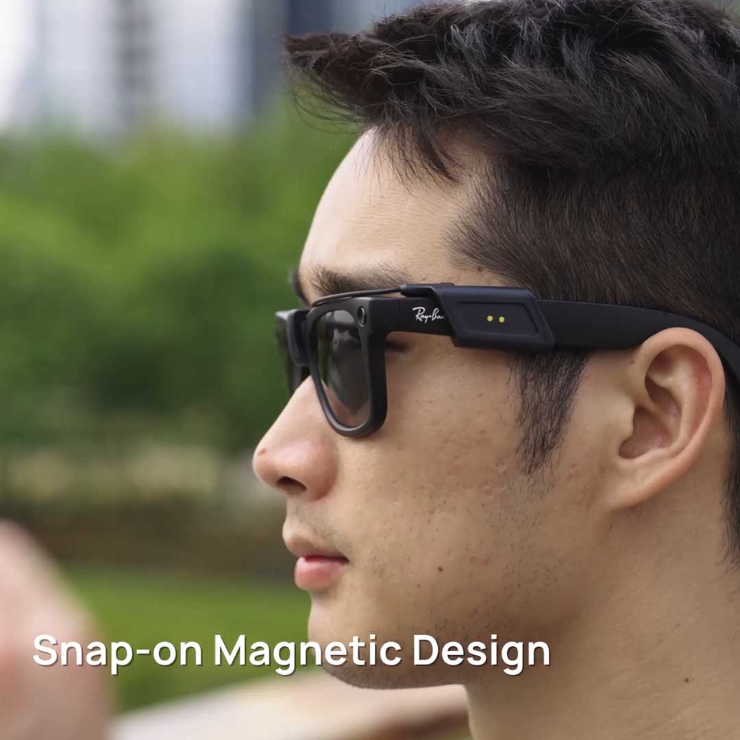 Snap-On Power for Meta Ray-Bans with 1600mAh and 21-Hour Boost