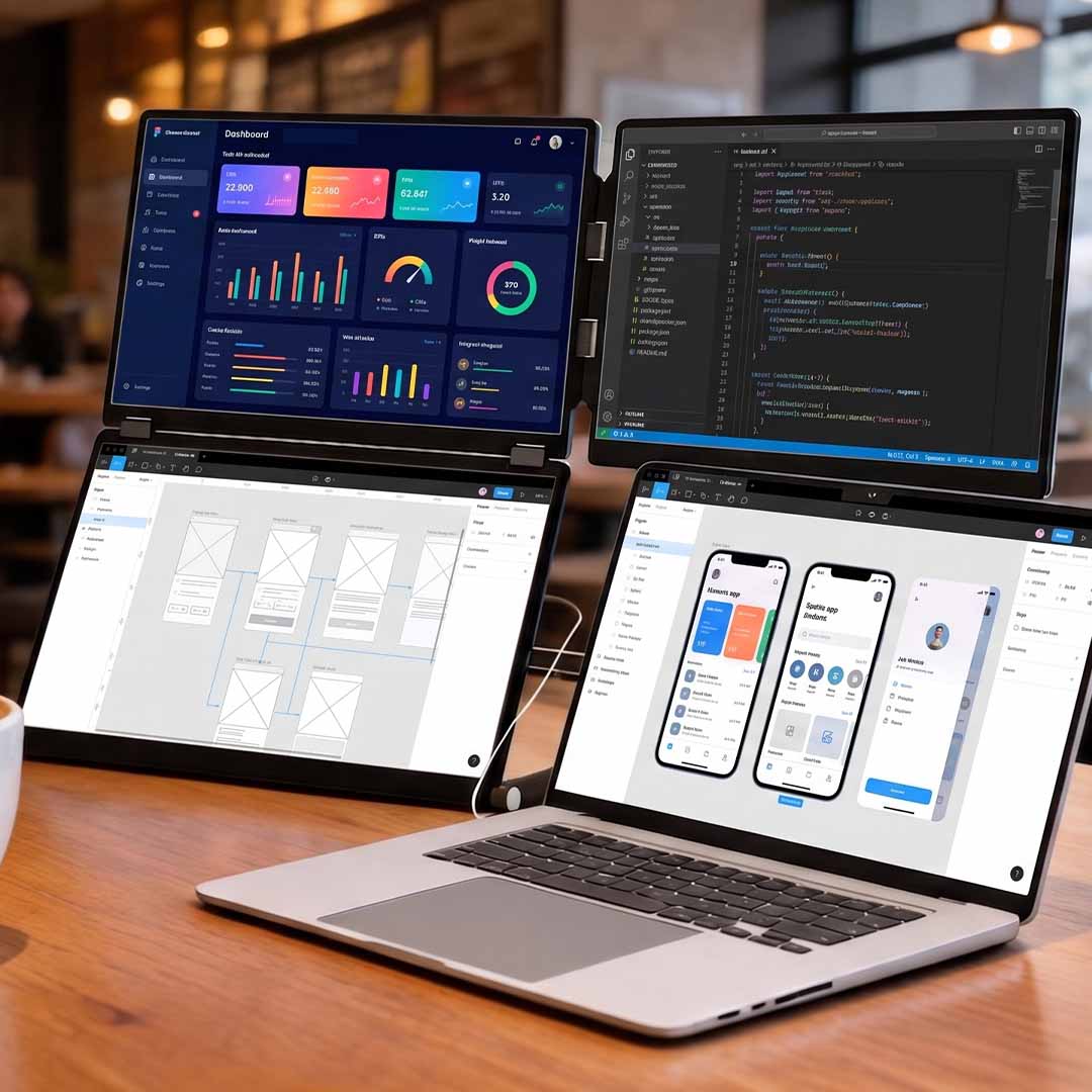 The Four-Screen Workstation That Moves With You
