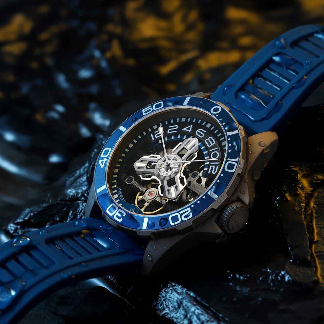 Unveil a Mechanical Metropolis with This Bold Skeleton Dive Watch