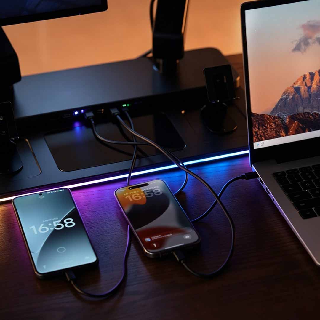 100W Hub With Dual 360 degrees Monitor Arms