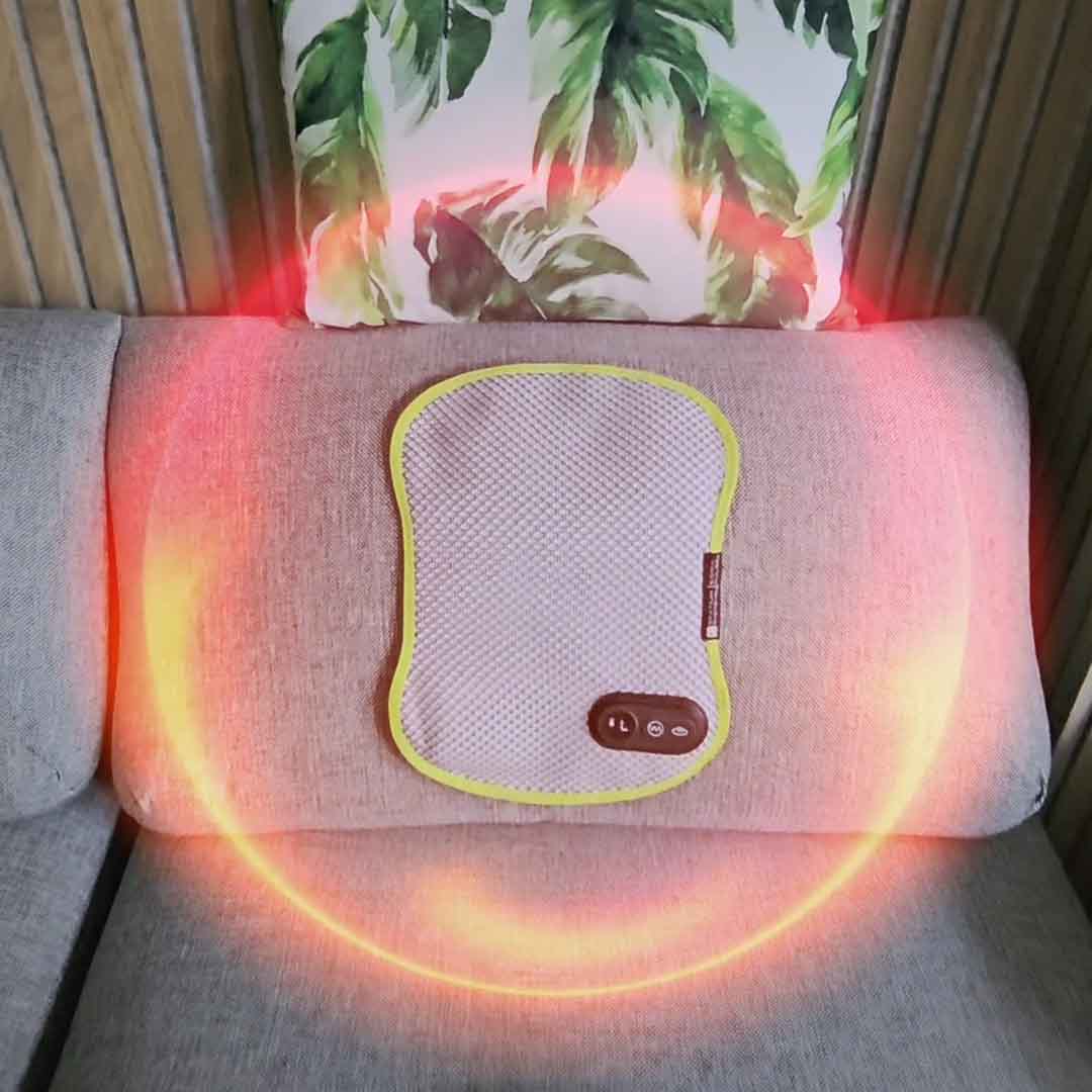 A versatile, portable heat pad and vibration massager for effective stress and ache relief